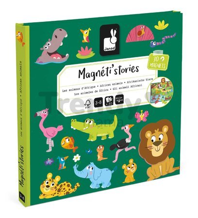 Magnetická kniha Africké zvieratká African Animals Magnetistories Janod 30 magnetiek J05456