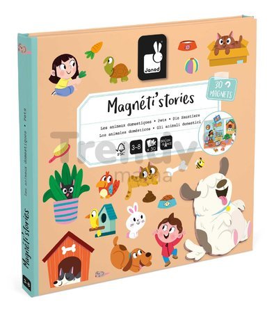 Magnetická kniha Domáci miláčikovia Pets Magnetistories Janod 30 magnetiek J05457