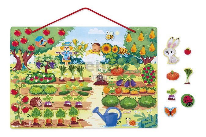 Magnetická hra Moja záhrada My Magnetic Garden Janod vzdelávací plagát v 6 jazykoch 70 magnetiek J05463