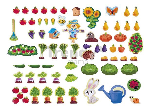 Magnetická hra Moja záhrada My Magnetic Garden Janod vzdelávací plagát v 6 jazykoch 70 magnetiek J05463