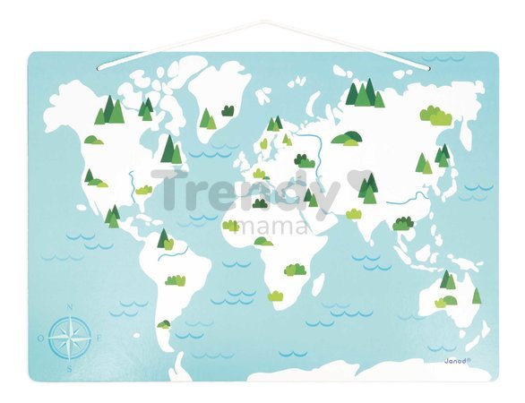 Magnetická hra Mapa sveta Zvieratká My Minikids Magnetic Puzzle Janod 40 magnetiek od 24 mes J05468