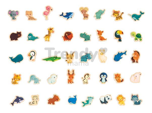 Magnetická hra Mapa sveta Zvieratká My Minikids Magnetic Puzzle Janod 40 magnetiek od 24 mes J05468