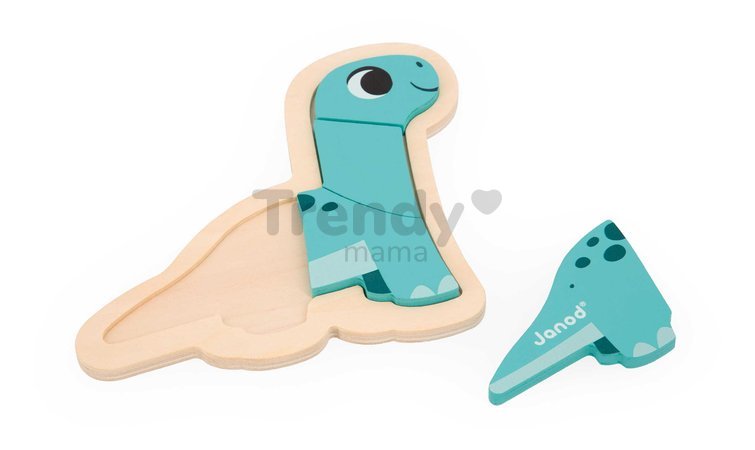 Drevené vkladacie puzzle Dinosaury 4v1 Dino Progressive Puzzle Janod 2-3-4-5 dielov od 18 mes