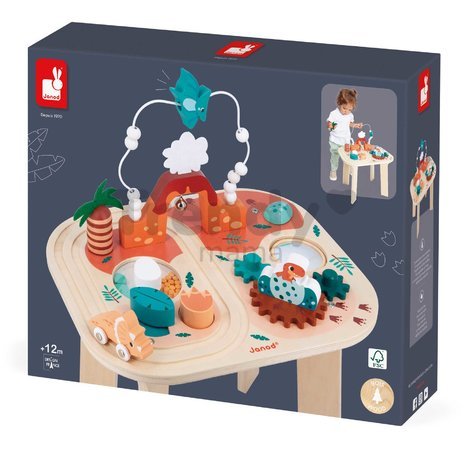 Drevený didaktický stolík Dinosaurus Dino Activity Table Janod s aktivitami od 12 mes J05825