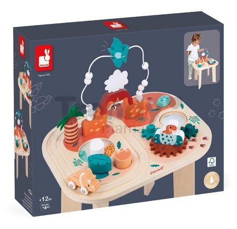 Drevený didaktický stolík Dinosaurus Dino Activity Table Janod s aktivitami od 12 mes J05825