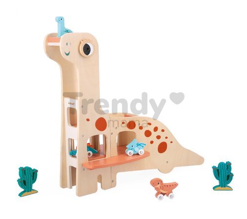 Drevená garáž Dinosaurus Dino Garage Janod 6 dielov od 24 mes J05835