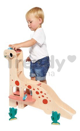 Drevená garáž Dinosaurus Dino Garage Janod 6 dielov od 24 mes J05835