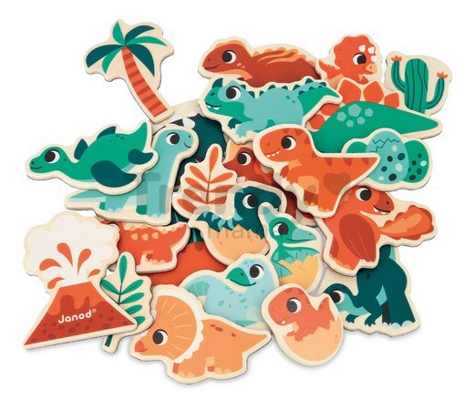 Drevené magnetky Dinosaury Dino Magnets Janod 24 kusov od 24 mes J05839