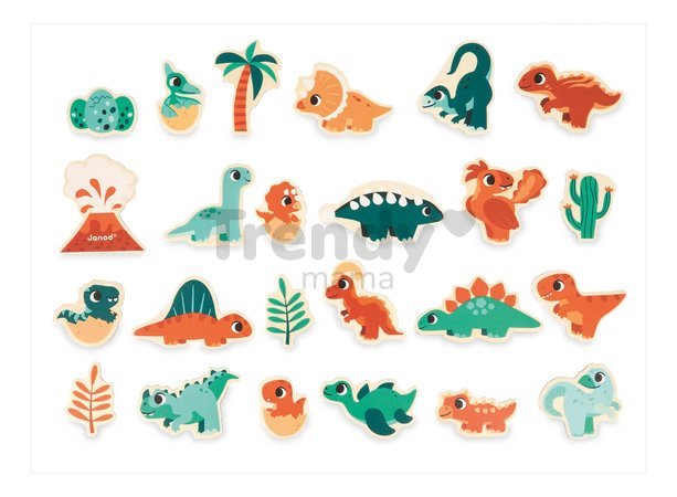 Drevené magnetky Dinosaury Dino Magnets Janod 24 kusov od 24 mes J05839