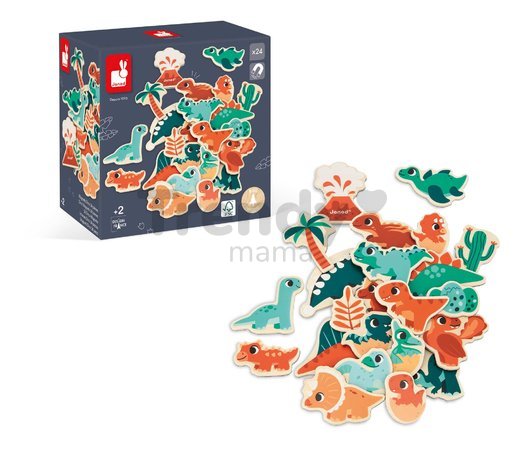 Drevené magnetky Dinosaury Dino Magnets Janod 24 kusov od 24 mes J05839