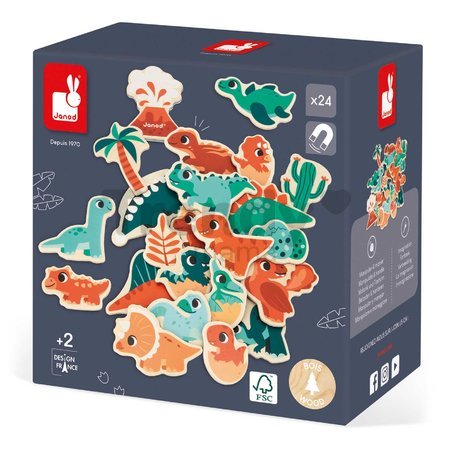 Drevené magnetky Dinosaury Dino Magnets Janod 24 kusov od 24 mes J05839