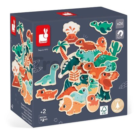Drevené magnetky Dinosaury Dino Magnets Janod 24 kusov od 24 mes J05839