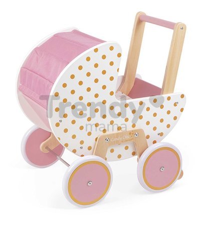 Drevený kočík pre bábiku Candy Chic Doll's Pram Janod pre 42 cm bábiku od 18 mes J05886
