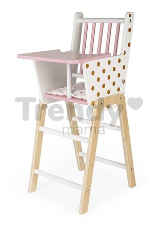 Drevená jedálenská stolička pre bábiku Candy Chic High Chair Janod s vankúšikom pre 42 cm bábiku J05888