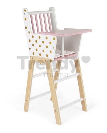 Drevená jedálenská stolička pre bábiku Candy Chic High Chair Janod s vankúšikom pre 42 cm bábiku J05888