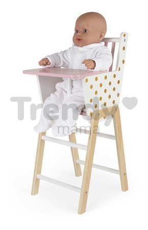 Drevená jedálenská stolička pre bábiku Candy Chic High Chair Janod s vankúšikom pre 42 cm bábiku J05888