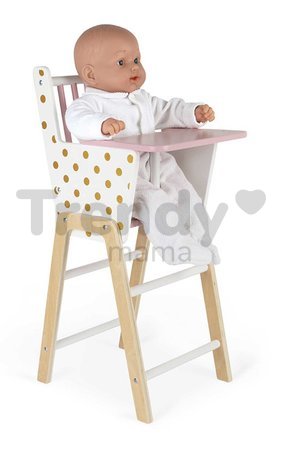 Drevená jedálenská stolička pre bábiku Candy Chic High Chair Janod s vankúšikom pre 42 cm bábiku J05888