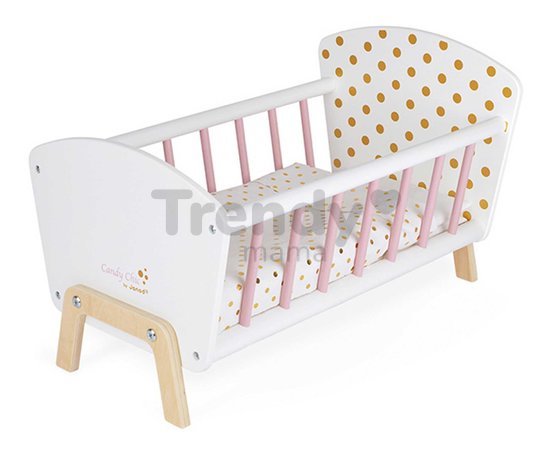 Drevená postieľka pre bábiku Candy Chic Doll's Bed Janod s vankúšikom a perinkou pre 42 cm bábiku J05889