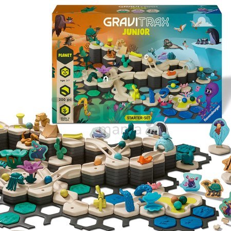 Guľôčková dráha Planéta Štartovacia sada Starter Set My Planet Junior GraviTrax 200 dielikov s figúrkami zvieratiek