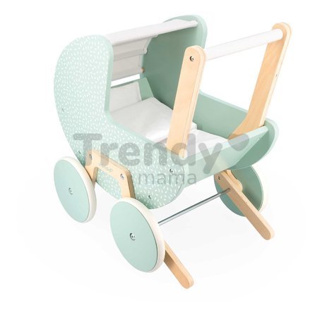 Drevený kočík pre bábiku Zen Doll's Pram Janod s vankúšikom a perinkou pre 42 cm bábiku od 18 mes J05900