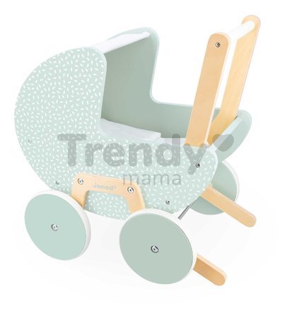 Drevený kočík pre bábiku Zen Doll's Pram Janod s vankúšikom a perinkou pre 42 cm bábiku od 18 mes J05900