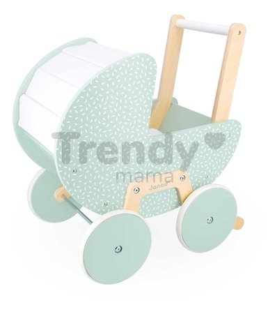 Drevený kočík pre bábiku Zen Doll's Pram Janod s vankúšikom a perinkou pre 42 cm bábiku od 18 mes J05900