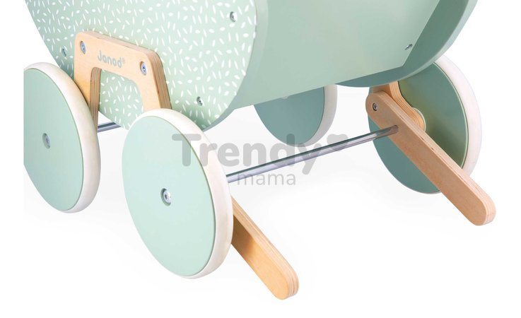 Drevený kočík pre bábiku Zen Doll's Pram Janod s vankúšikom a perinkou pre 42 cm bábiku od 18 mes J05900