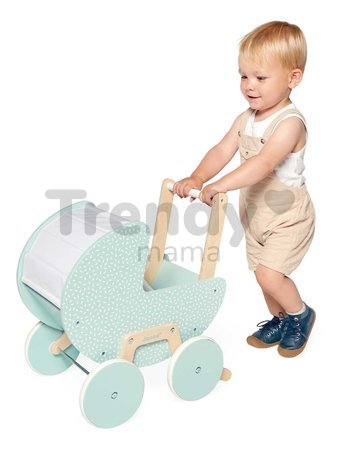 Drevený kočík pre bábiku Zen Doll's Pram Janod s vankúšikom a perinkou pre 42 cm bábiku od 18 mes J05900