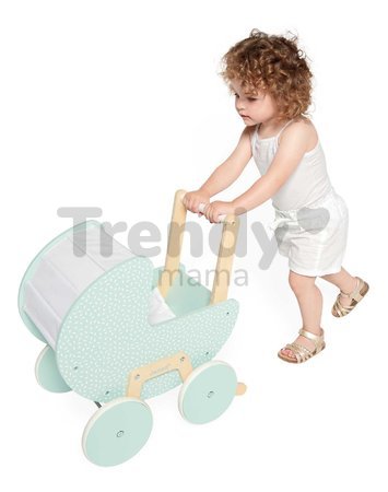 Drevený kočík pre bábiku Zen Doll's Pram Janod s vankúšikom a perinkou pre 42 cm bábiku od 18 mes J05900