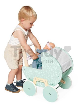 Drevený kočík pre bábiku Zen Doll's Pram Janod s vankúšikom a perinkou pre 42 cm bábiku od 18 mes J05900