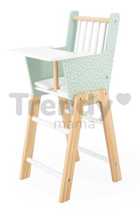 Drevená jedálenská stolička pre bábiku Zen High Chair Janod s vankúšikom pre 42 cm bábiku J05901