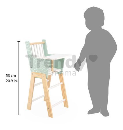 Drevená jedálenská stolička pre bábiku Zen High Chair Janod s vankúšikom pre 42 cm bábiku J05901