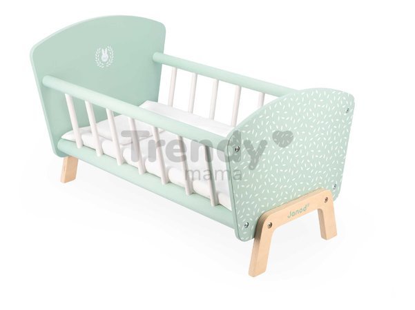 Drevená postieľka pre bábiku Zen Doll's Bed Janod s vankúšikom a perinkou pre 42 cm bábiku J05902