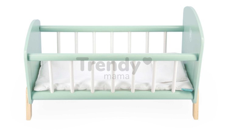 Drevená postieľka pre bábiku Zen Doll's Bed Janod s vankúšikom a perinkou pre 42 cm bábiku J05902