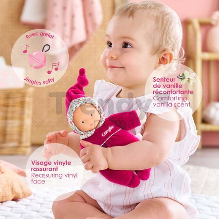 Bábika Babidoux Pink Grenadine Mon Doudou Corolle s modrými očami a hrkálkou 20 cm od 0 mes