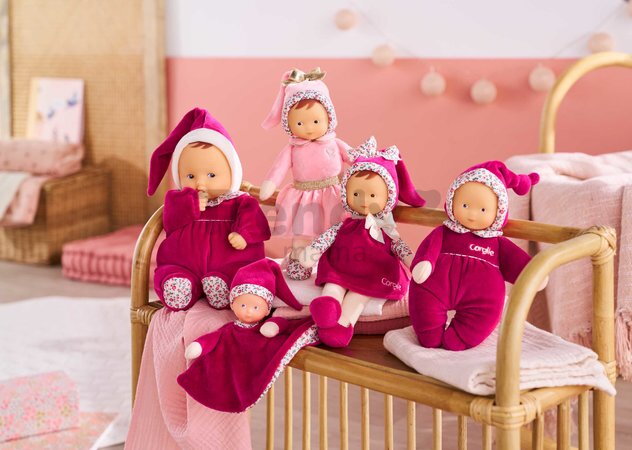 Bábika Babidoux Pink Grenadine Mon Doudou Corolle s modrými očami a hrkálkou 20 cm od 0 mes