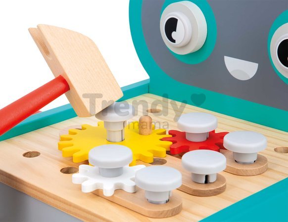 Drevené chodítko a vozík s náradím Robot Trolley BricoKids Janod 38 dielov od 18 mes J06456
