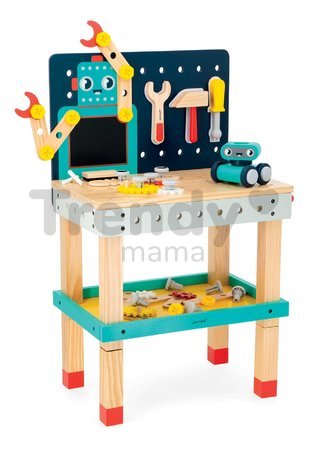 Drevená detská dielňa a náradie Big Robot DIY Workbench BricoKids Janod 60 dielov J06457