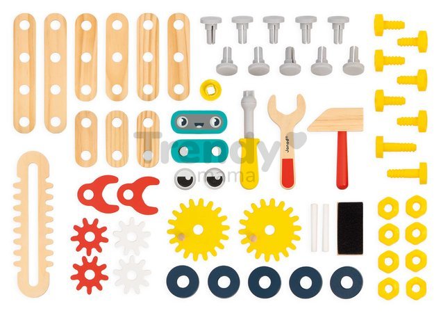 Drevená detská dielňa a náradie Big Robot DIY Workbench BricoKids Janod 60 dielov J06457