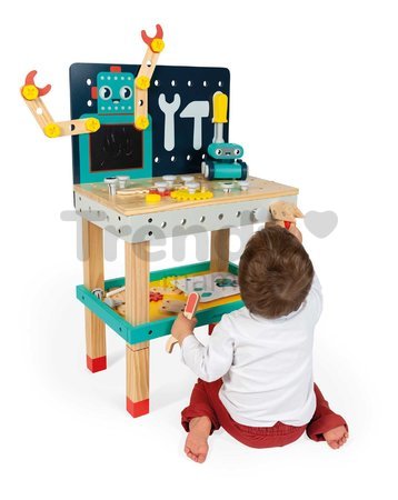 Drevená detská dielňa a náradie Big Robot DIY Workbench BricoKids Janod 60 dielov J06457