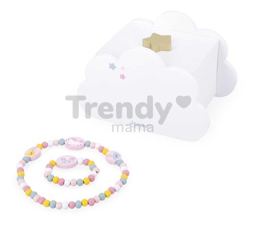 Drevená šperkovnica Jednorožec Jewellery Box Unicorn Janod s náhrdelníkom a náramkom J06462