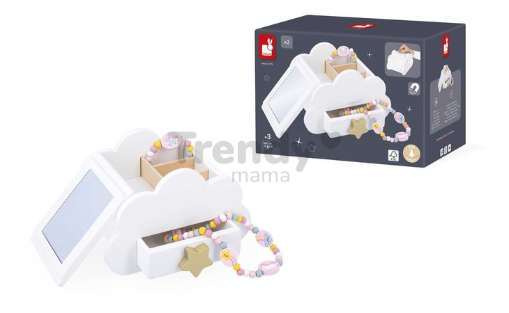Drevená šperkovnica Jednorožec Jewellery Box Unicorn Janod s náhrdelníkom a náramkom J06462
