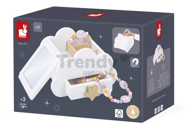 Drevená šperkovnica Jednorožec Jewellery Box Unicorn Janod s náhrdelníkom a náramkom J06462
