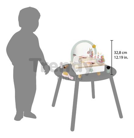 Drevený kozmetický stolík Jednorožec Small Dressing Table Unicorn Janod so zrkadlom 7 doplnkov