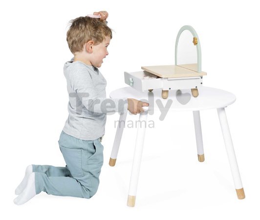 Drevený kozmetický stolík Jednorožec Small Dressing Table Unicorn Janod so zrkadlom 7 doplnkov