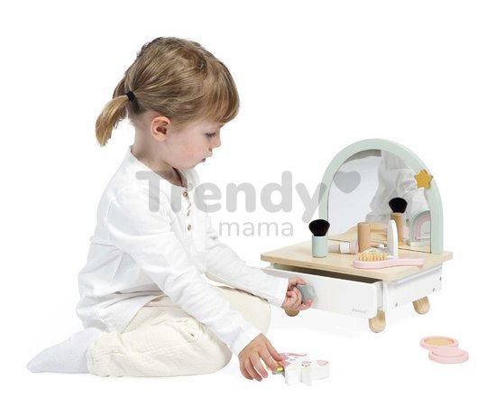 Drevený kozmetický stolík Jednorožec Small Dressing Table Unicorn Janod so zrkadlom 7 doplnkov