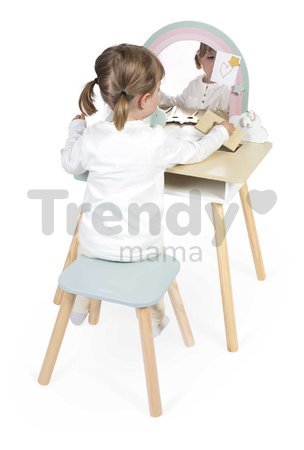 Drevený kozmetický stolík Jednorožec Dressing Table Unicorn Janod so stoličkou 10 doplnkov