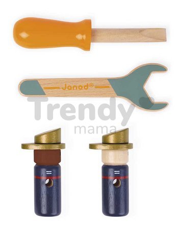 Drevené auto a stavebnica Hasiči DIY Fire Truck BricoKids Janod 45 dielov J06469