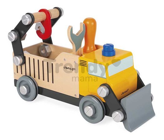 Drevené auto a stavebnica Nákladné auto DIY Construction Truck BricoKids Janod 43 dielov J06470