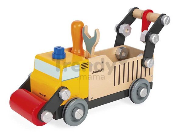 Drevené auto a stavebnica Nákladné auto DIY Construction Truck BricoKids Janod 43 dielov J06470